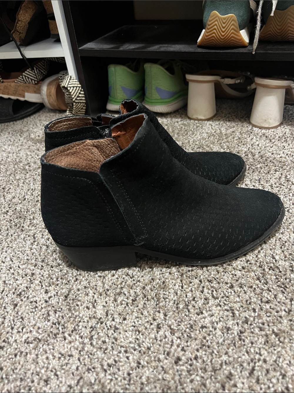 Lucky Brand Black Textured Suede Ankle Booties